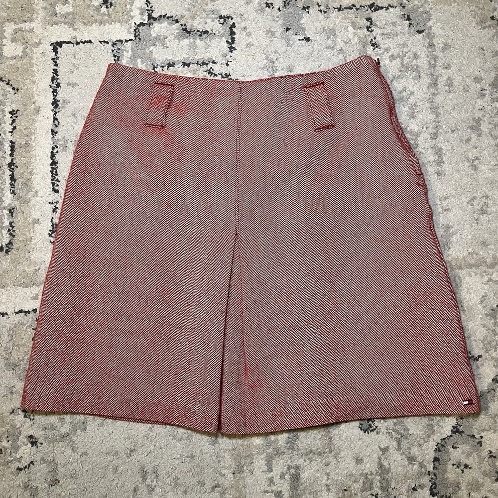 Tommy Jeans Hilfiger Red Lined Mini Skirt Y2K 2003 Sz 16 (28") Preppy Academia - Picture 2 of 10